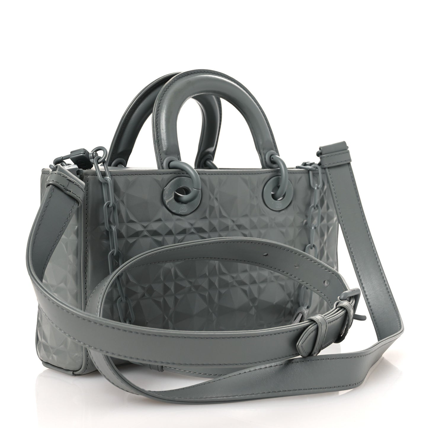 Calfskin Cannage Diamond Medium Lady D-Joy Grey