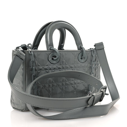 Christian Dior Calfskin Cannage Diamond Medium Lady D-Joy Grey 3 of 12