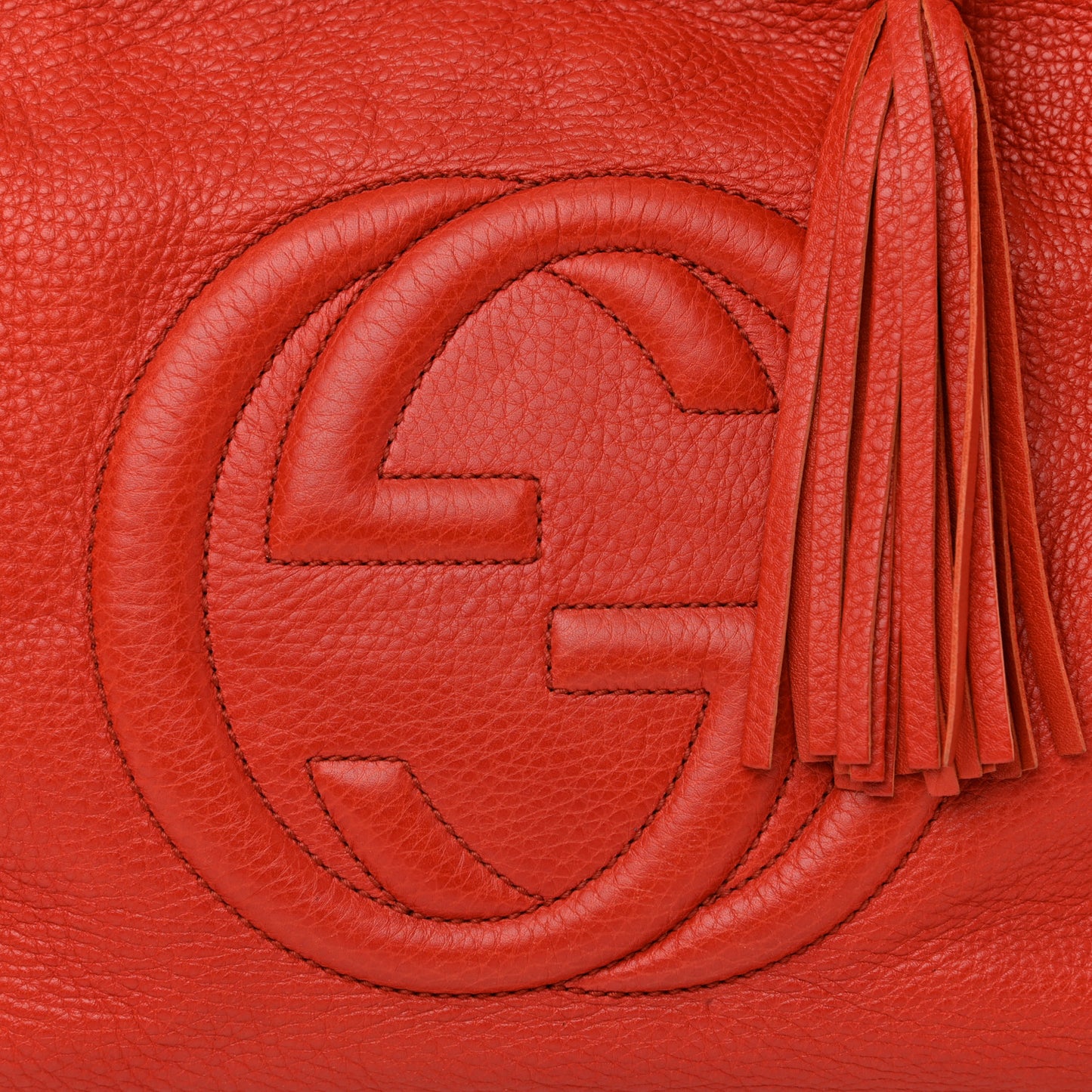 Pebbled Calfskin Medium Soho Shoulder Bag Red