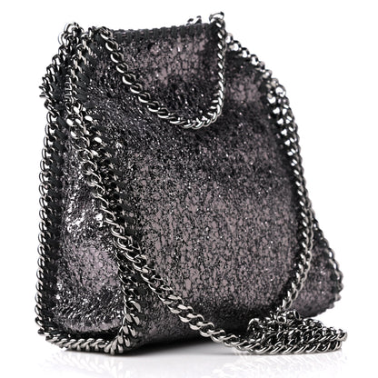 Stella McCartney Metallic Crackle Tiny Falabella Tote Ruthenium 2 of 4