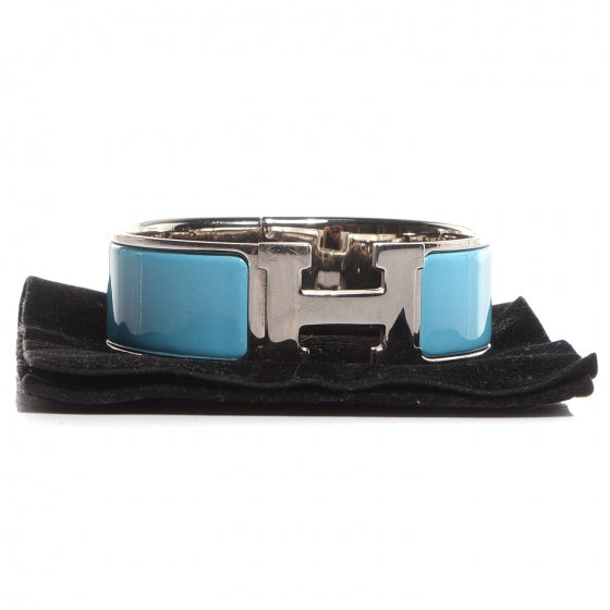 Enamel Clic Clac H Wide Bracelet PM Blue Jean