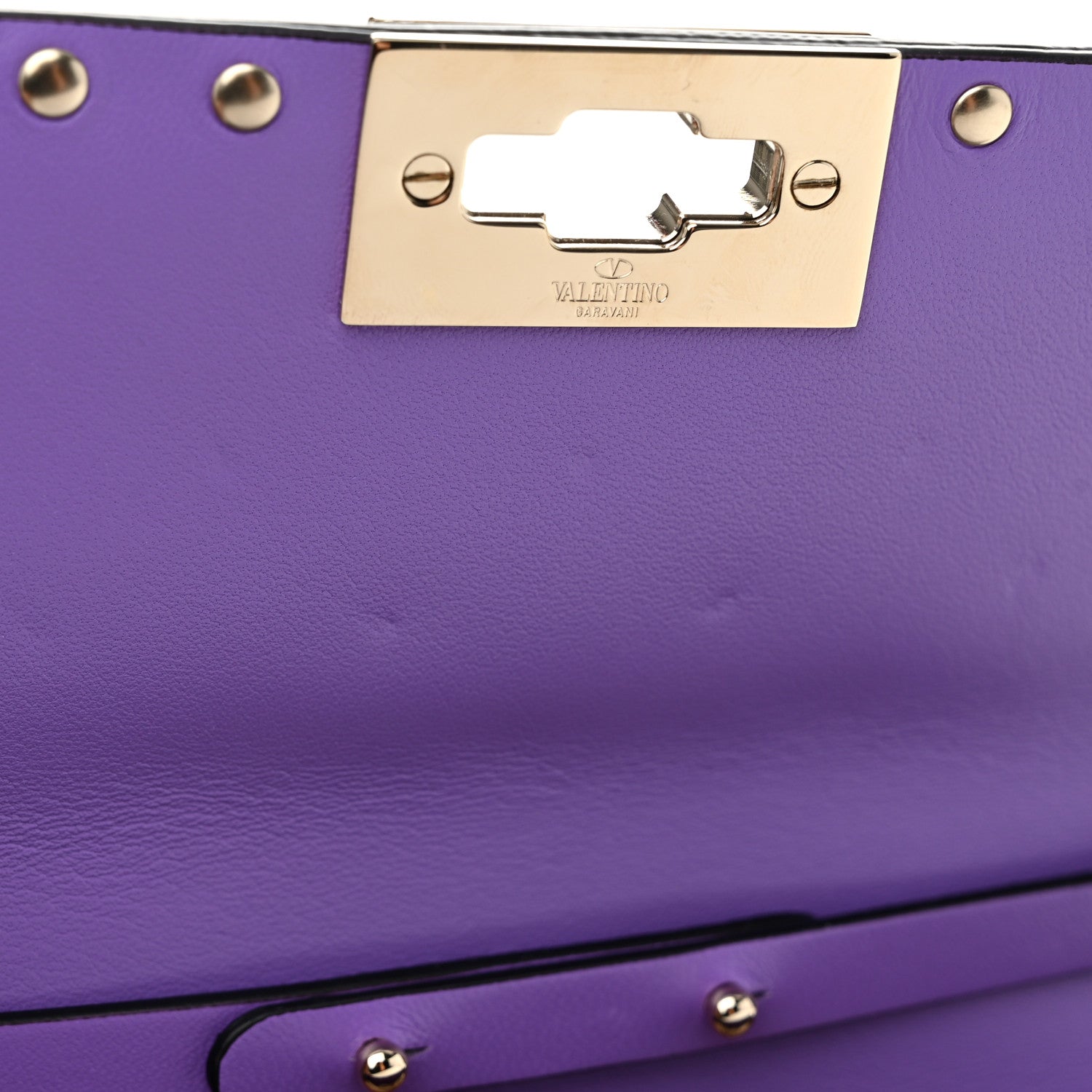 Valentino Garavani Nappa Rockstud Spike Wallet on Chain Purple 10 of 10