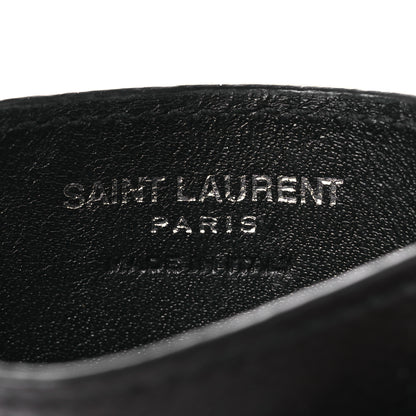 Saint Laurent Grain De Poudre Matelasse Chevron Monogram Credit Card Case Black 6 of 10