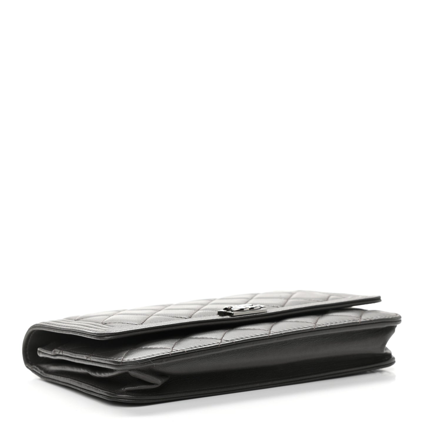 Lambskin Quilted Boy Wallet On Chain WOC Grey