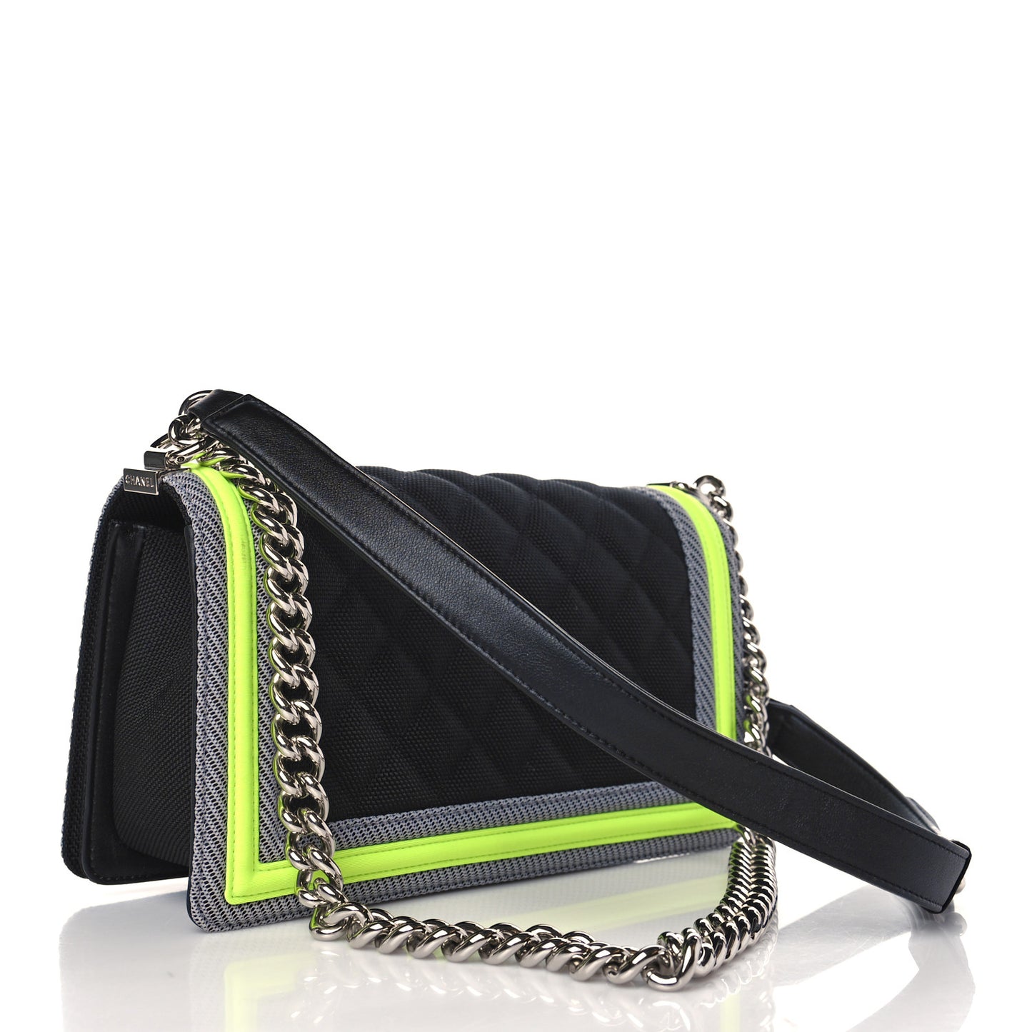 Canvas Quilted Medium Fluo Boy Flap Black Grey Yellow