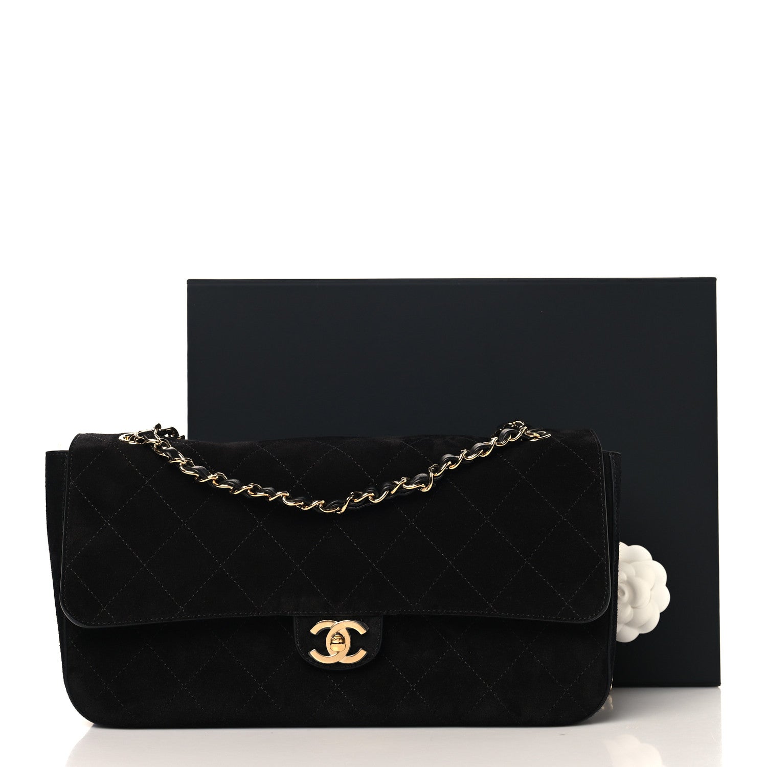 Chanel Suede Calfskin Small Souplissimo Maxi Flap Black 19 of 21