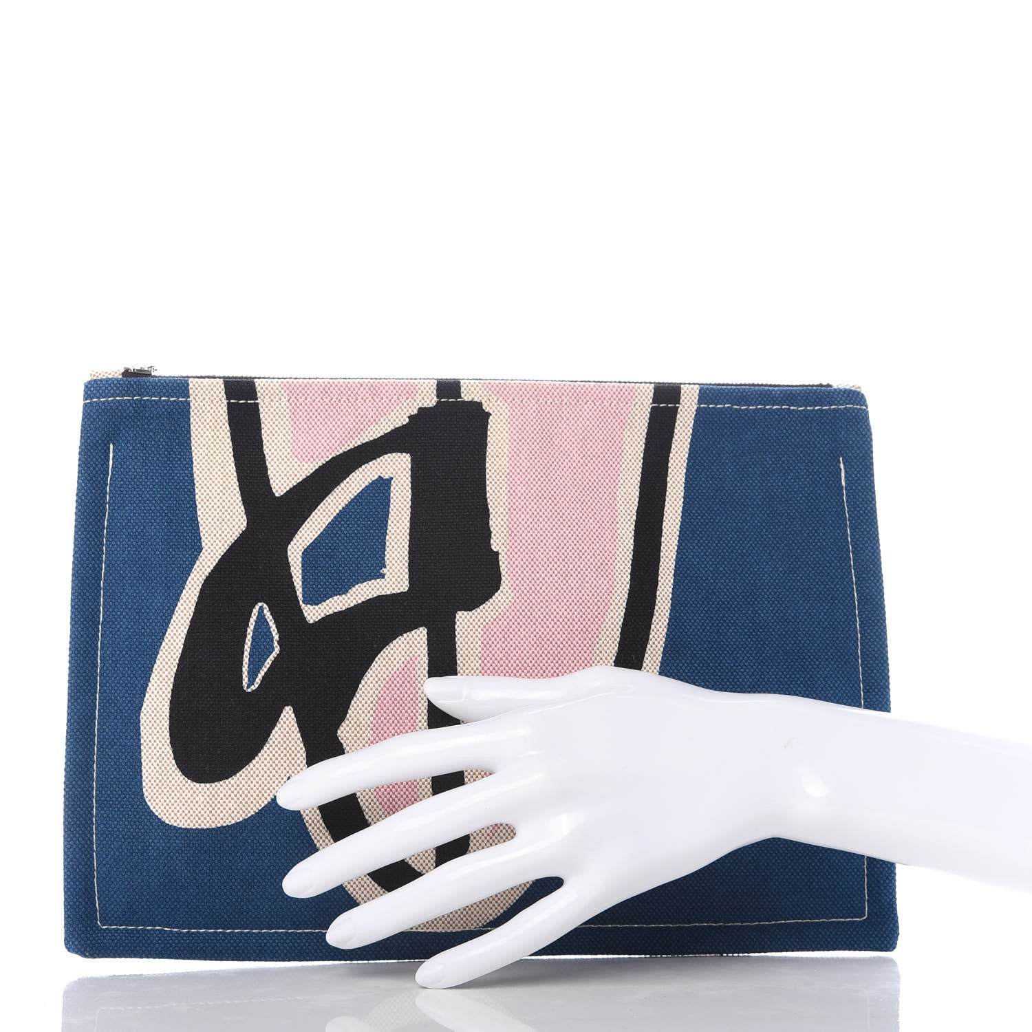 Hermes Toile Flat Waikiki Pouch Blue 2 of 6