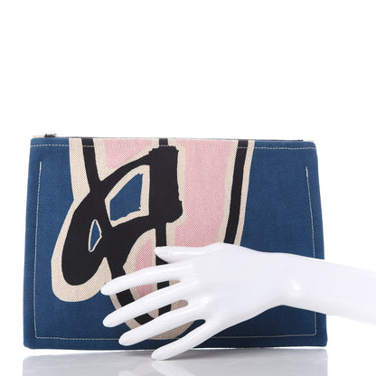 Hermes Toile Flat Waikiki Pouch Blue 2 of 6