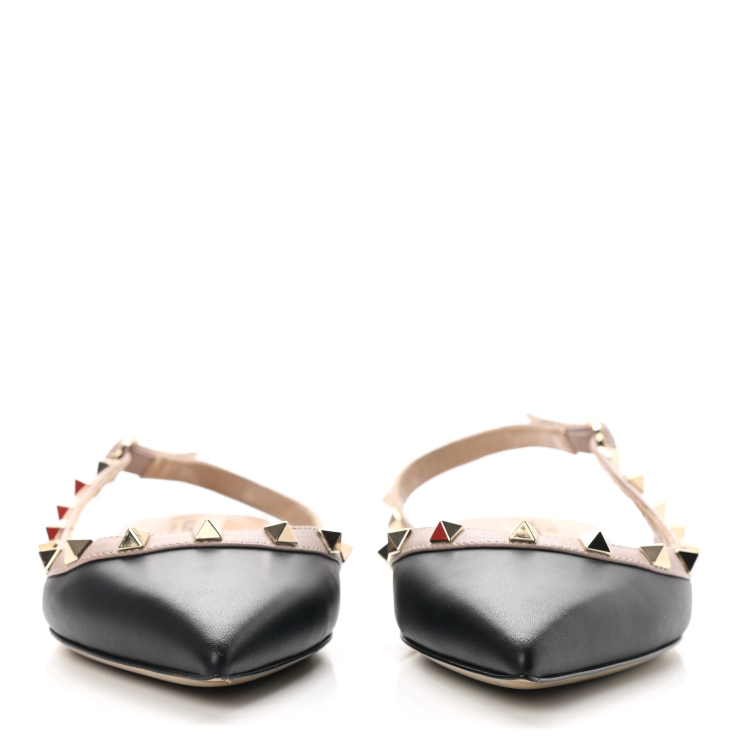 Nappa Rockstud Slingback Flats 37.5 Black Poudre