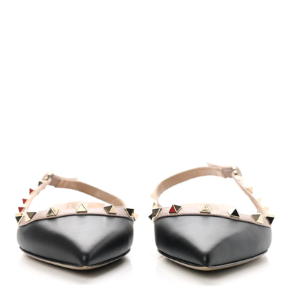 Valentino Garavani Nappa Rockstud Slingback Flats 37.5 Black Poudre 2 of 14