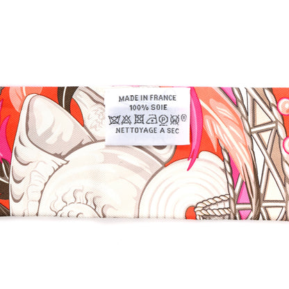 Hermes Silk La Danse Pacifique Twilly Orange Fuchsia Kaki 2 of 4