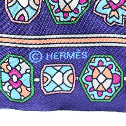Hermes Silk Tapis Persans Twilly Vert Bleu Fuchsia 4 of 4