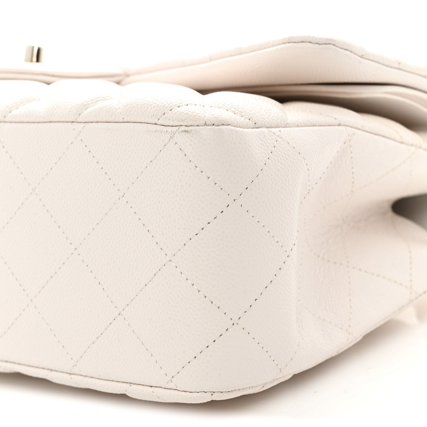 Caviar Quilted Jumbo Double Flap White