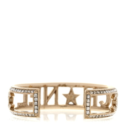 Chanel Crystal Baguette Logo Cuff Bracelet Gold 3 of 6