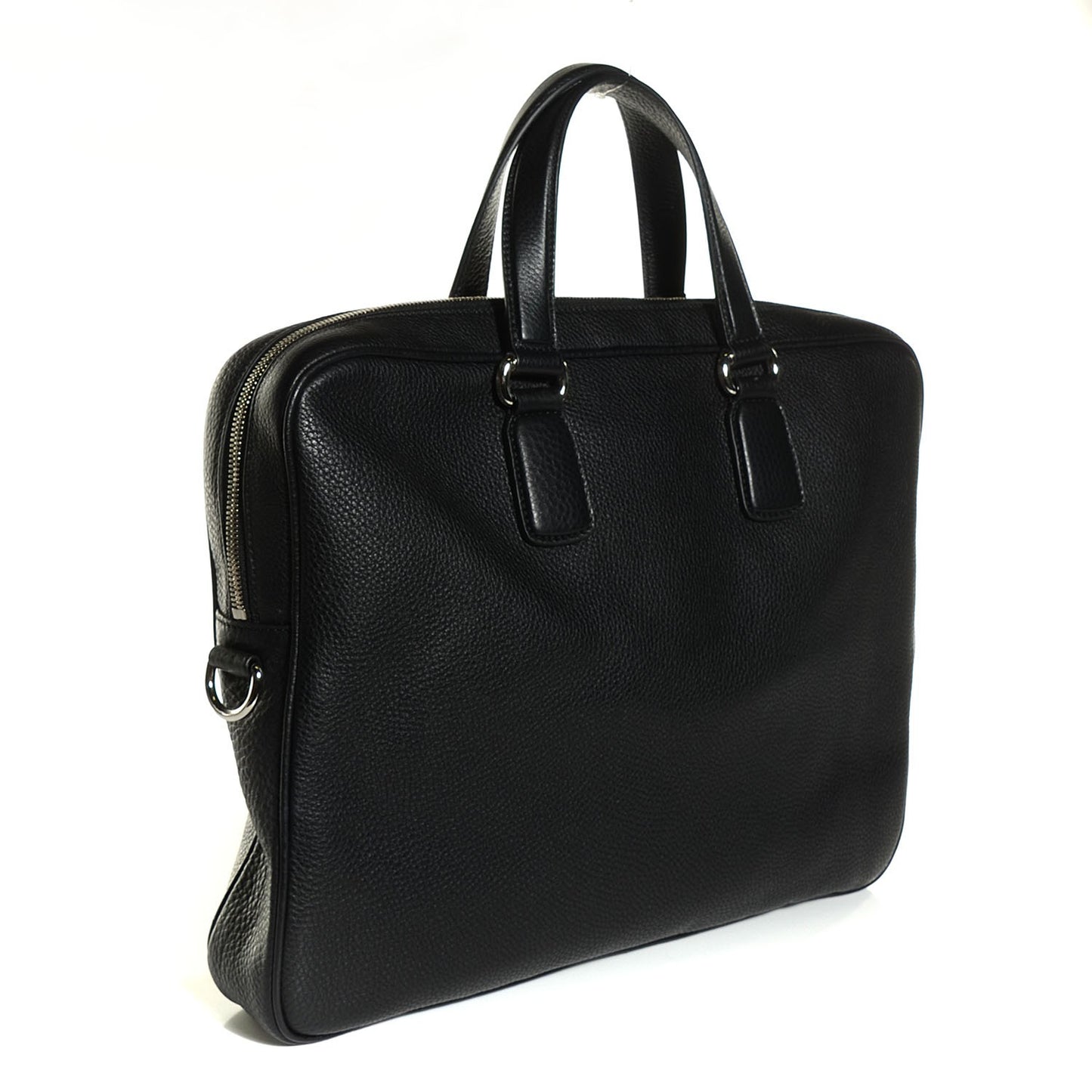 Pebbled Calfskin Large Soho Briefcase Black