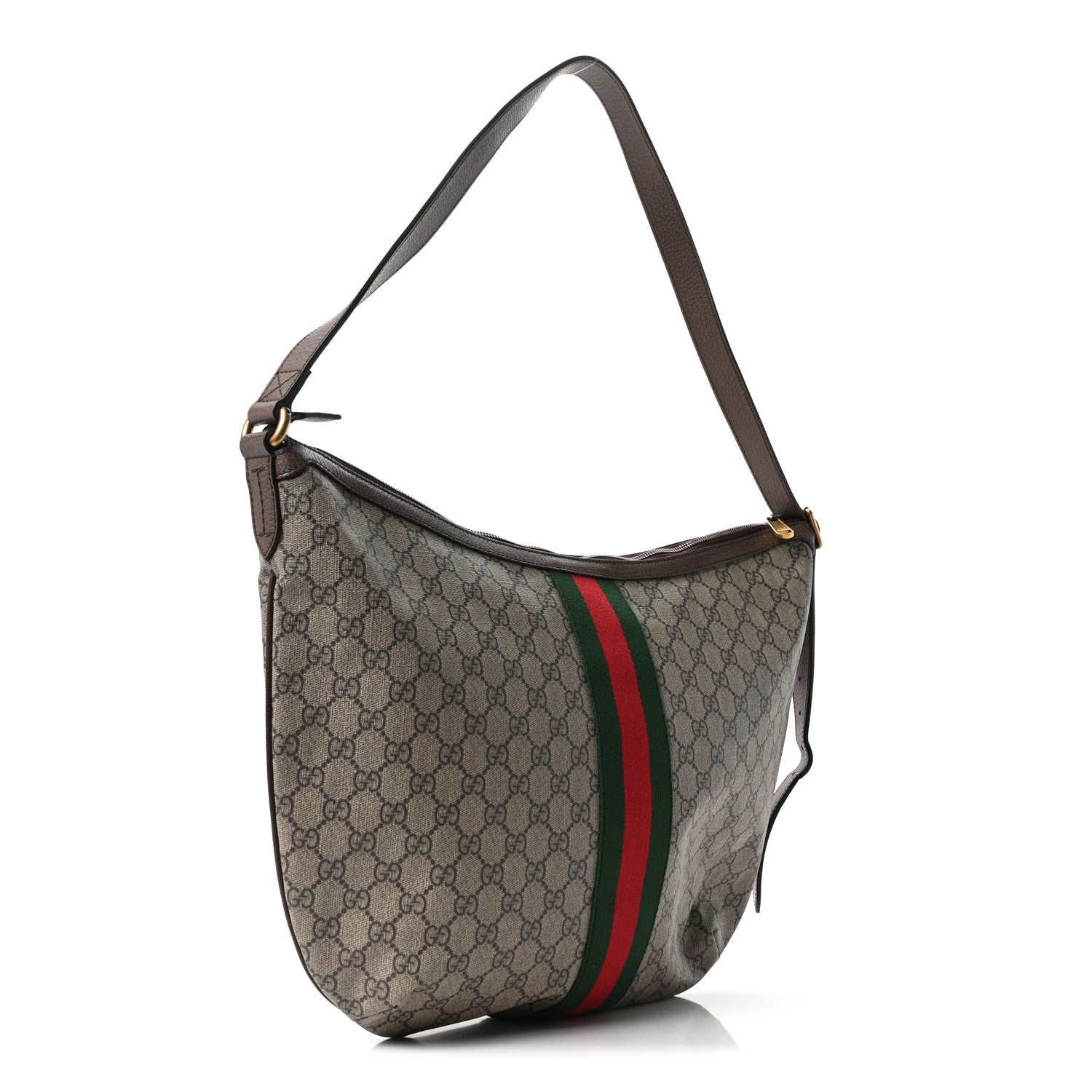 Gucci GG Supreme Monogram Web Ophidia Half Moon Hobo Brown 3 of 10