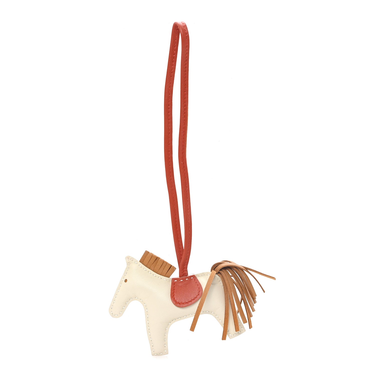 Hermes Milo Lambskin Grigri Rodeo Horse Bag Charm PM Craie Sesame Cornaline 1 of 4