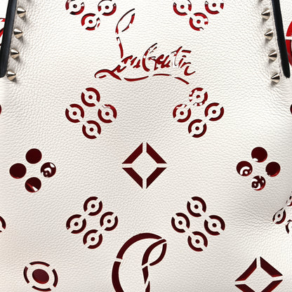 Christian Louboutin Calfskin Perforated Small Loubinthesky Cabarock Spikes Tote Snow 7 of 10