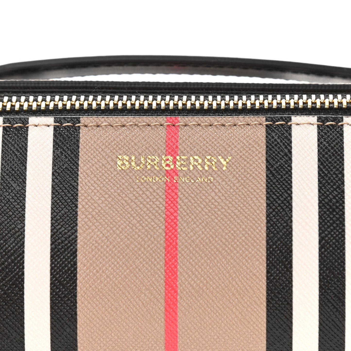 E-Canvas Calfskin Stripe Icon Barrel Bag Archive Beige