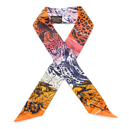 Hermes Silk Jungle Love Rainbow Twilly Orange Encre Vieux Rose 1 of 4