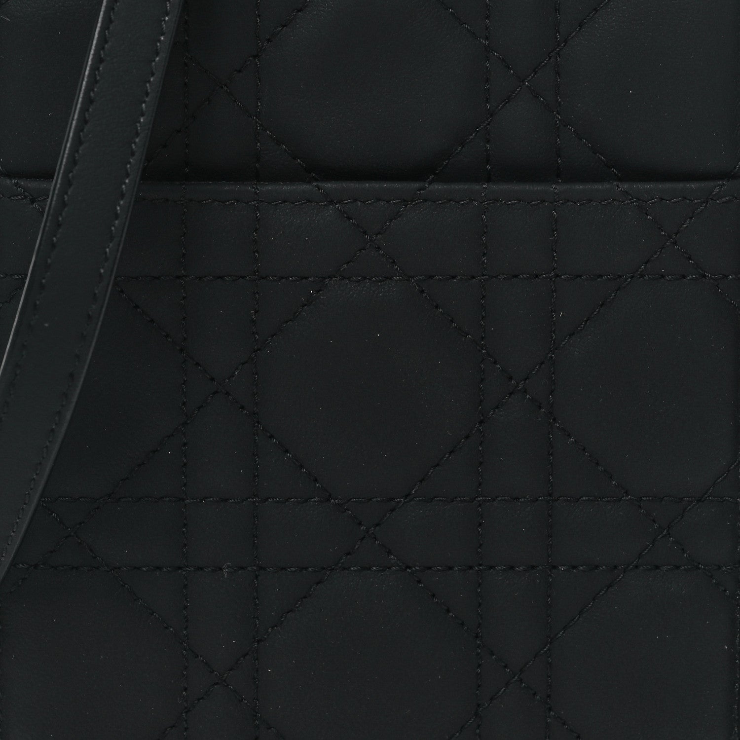 Christian Dior Ultra Matte Calfskin Cannage Lady Dior Zip Wallet With Strap Black 7 of 11