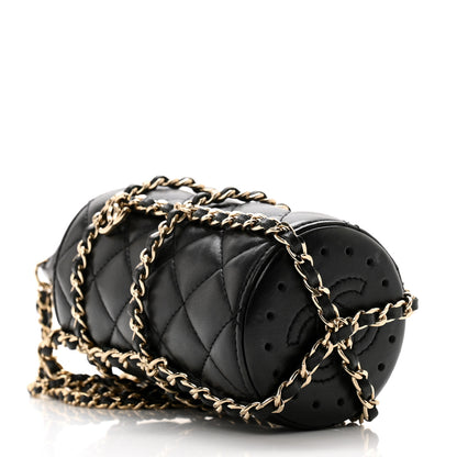 Chanel Lambskin Quilted CC To Drink Water Bottle Black Gold 5 of 11