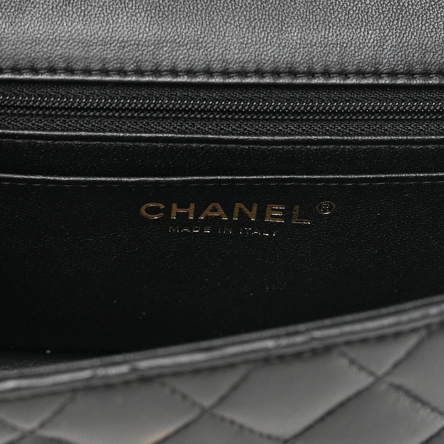 Lambskin Quilted Mini Top Handle Rectangular Flap Black