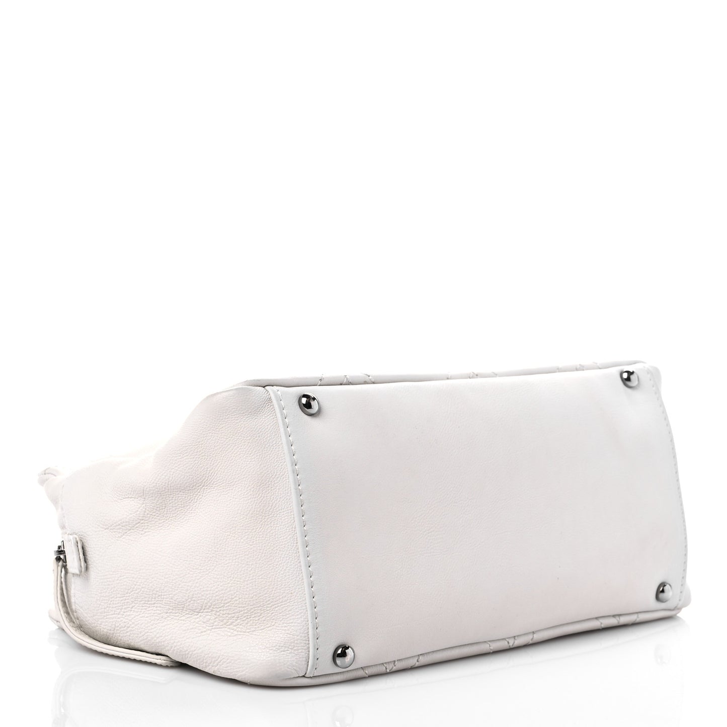 Calfskin Small Diamond Stitch Tote White