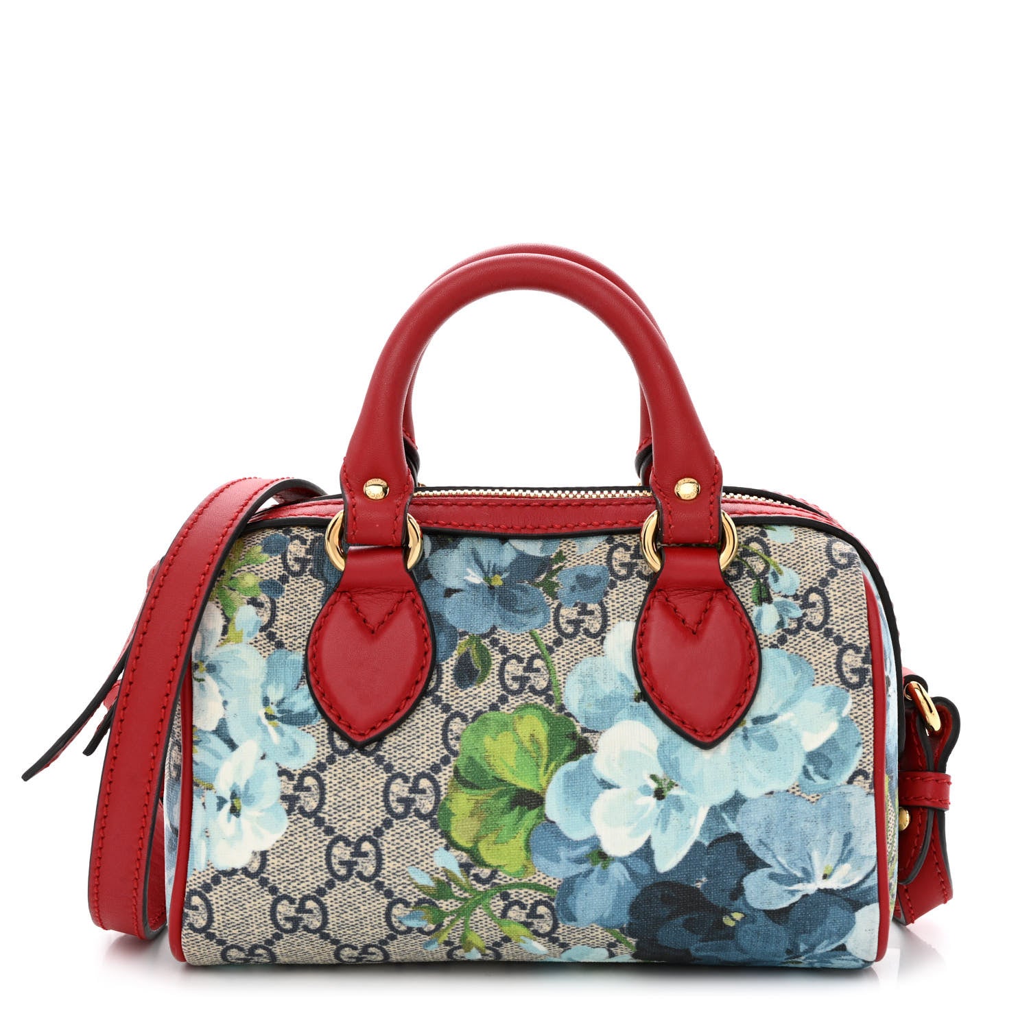 Gucci GG Supreme Monogram Blooms Mini Boston Navy Blue Hibiscus 1 of 10