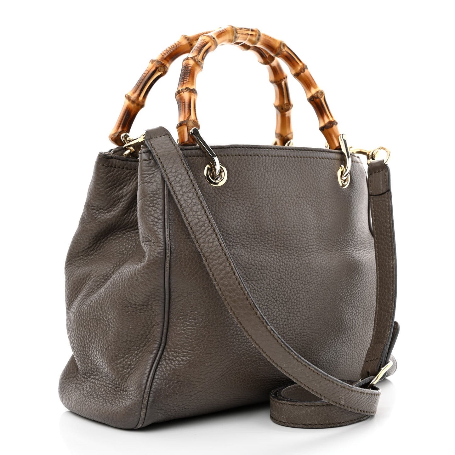 Calfskin Small Bamboo Shopper Tote Grey Field