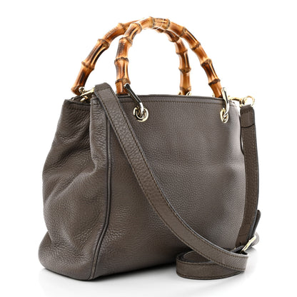 Gucci Calfskin Small Bamboo Shopper Tote Grey Field 3 of 16