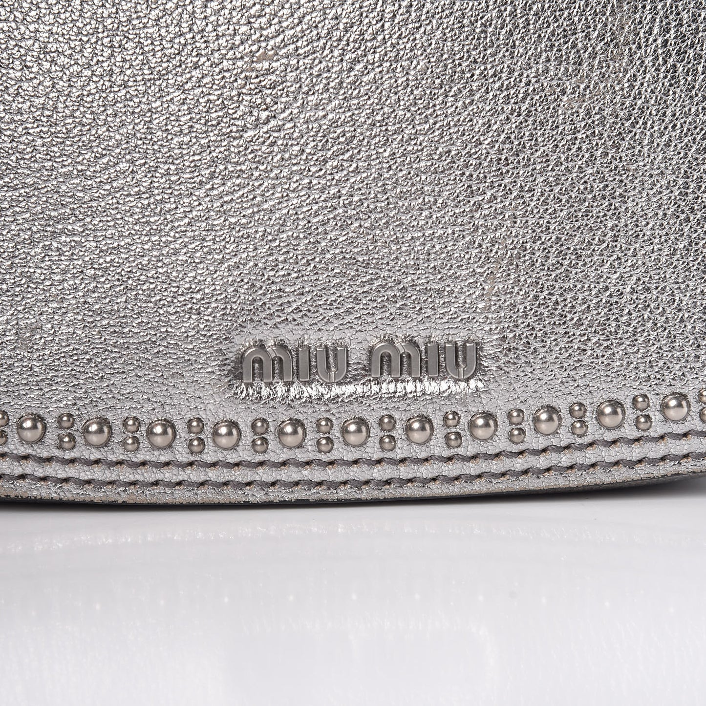 Metallic Goatskin Madras Stud Embellished Buckle Dahlia Shoulder Bag Chrome