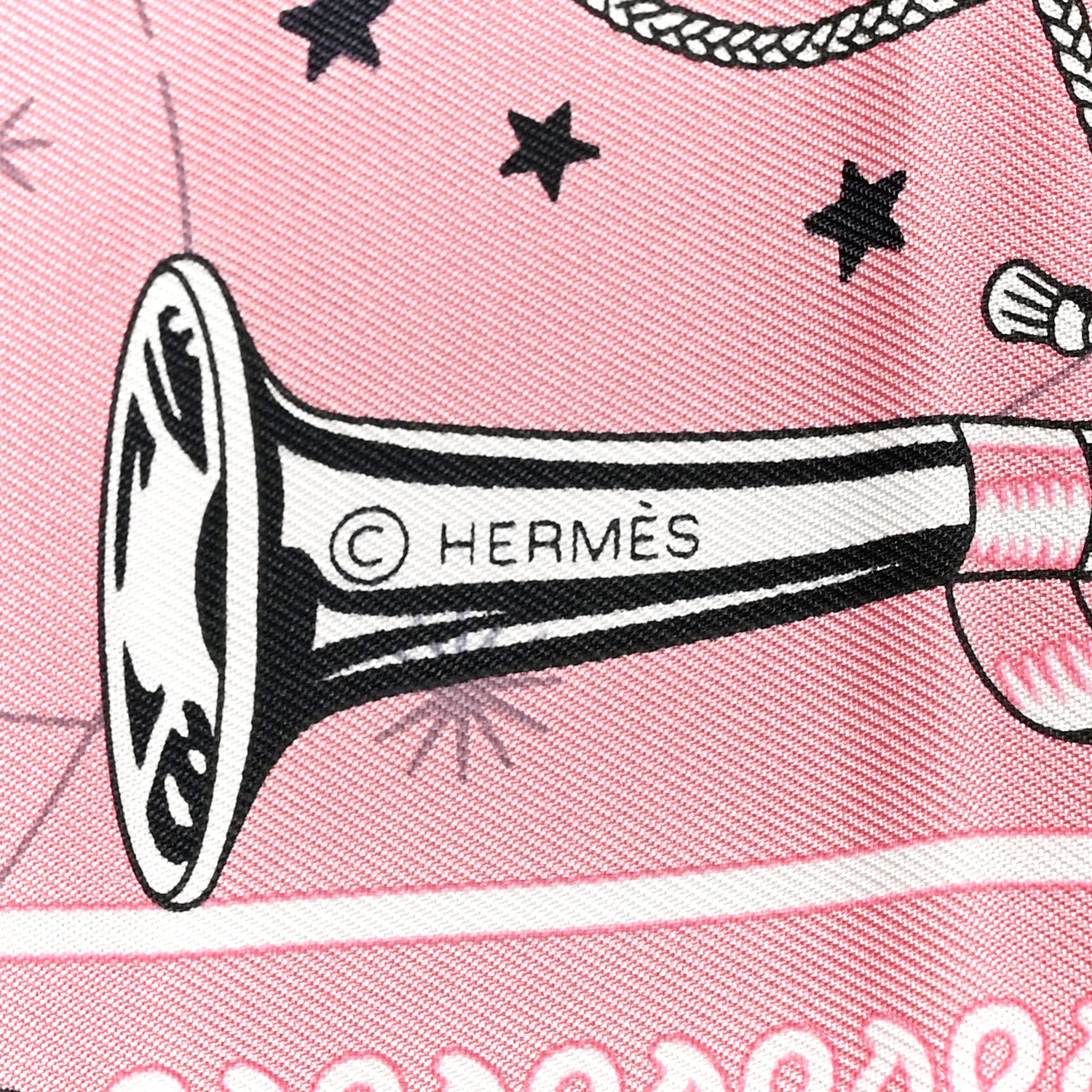 Hermes Silk Chorus Stellarum Bandana Scarf 55 Vieux Rose Blanc 4 of 4