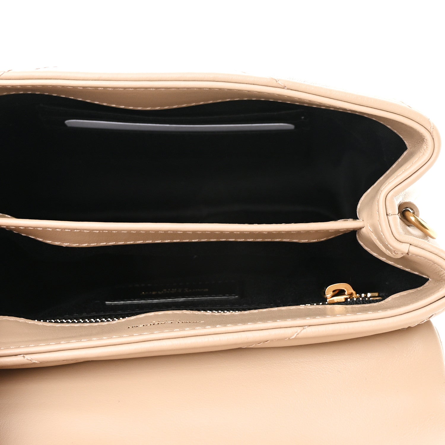 Saint Laurent Calfskin Y Quilted Monogram Toy Loulou Crossbody Bag Dark Beige 5 of 9