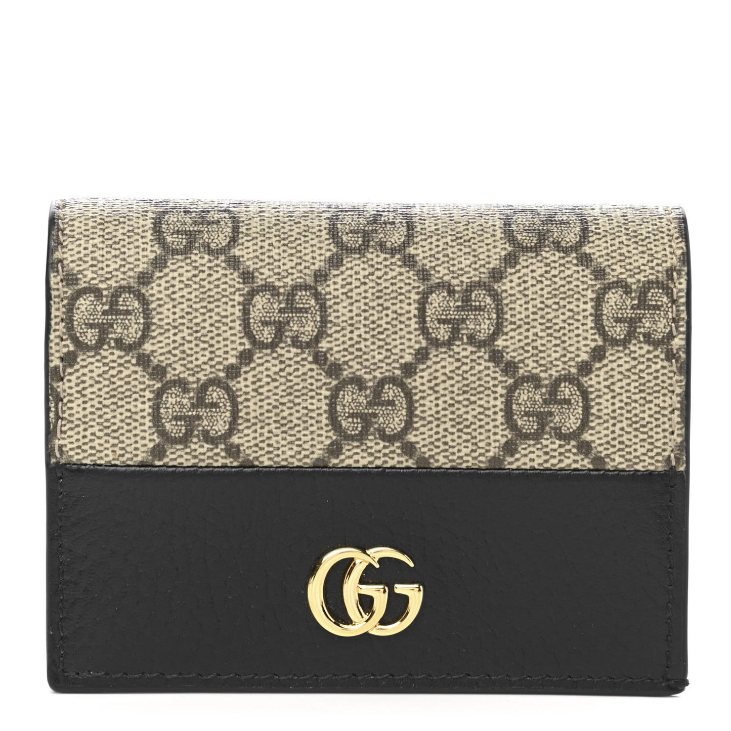Dollar Calfskin GG Supreme Monogram GG Marmont Card Case Black Beige Ebony