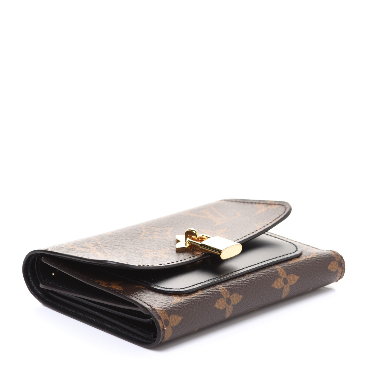 Monogram Flower Lock Compact Wallet Black