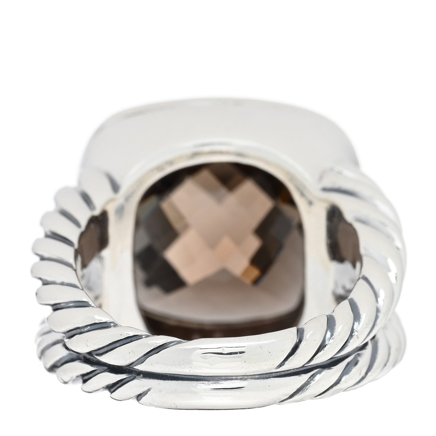 Sterling Silver Diamond Smoky Quartz 14mm Albion Ring 52 6