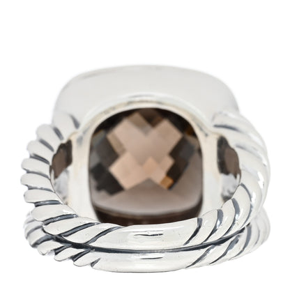 David Yurman Sterling Silver Diamond Smoky Quartz 14mm Albion Ring 52 6 3 of 4