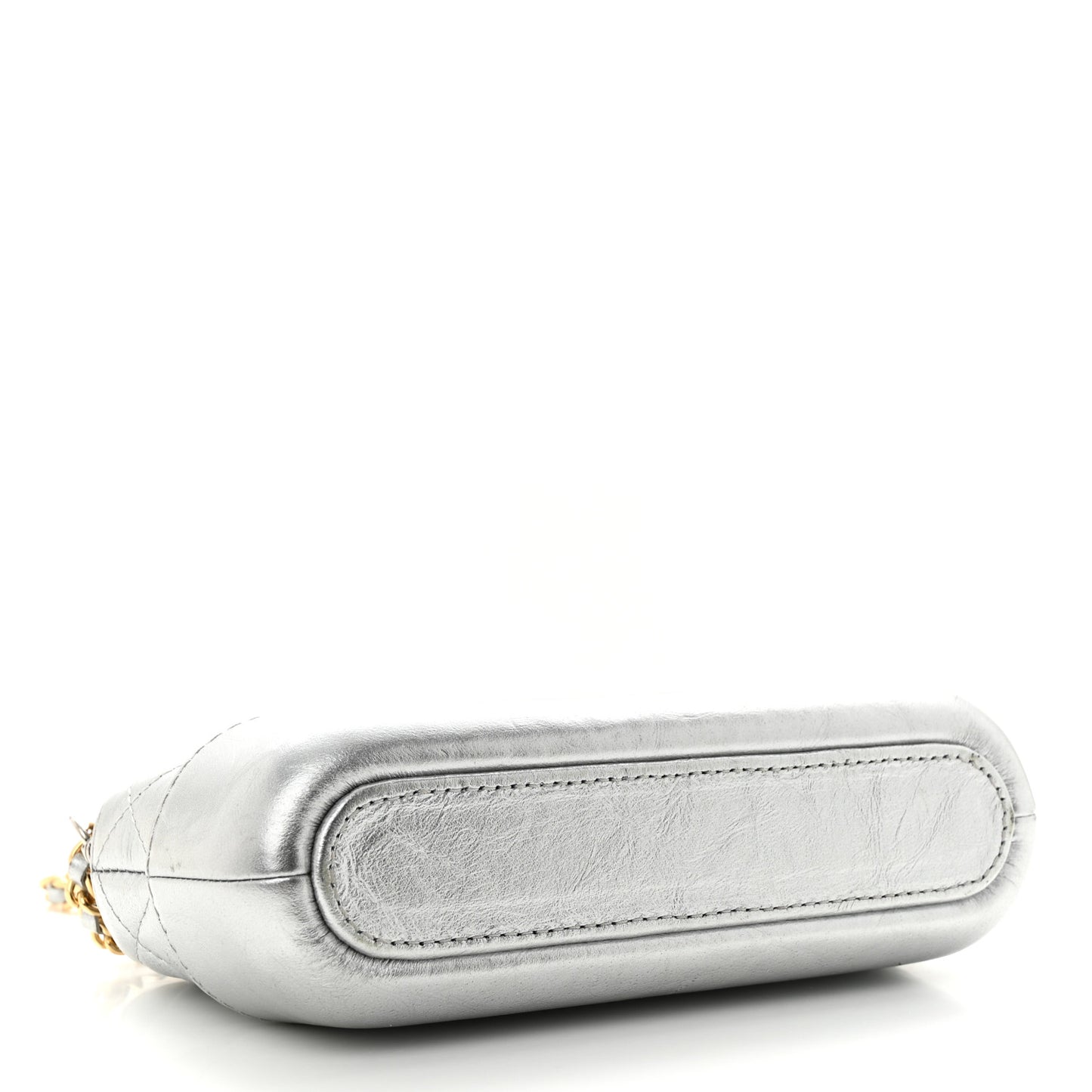 Metallic Lambskin Calfskin Quilted Small Gabrielle Clutch With Chain Silver