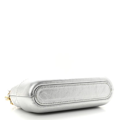 Chanel Metallic Lambskin Calfskin Quilted Small Gabrielle Clutch With Chain Silver 4 of 15
