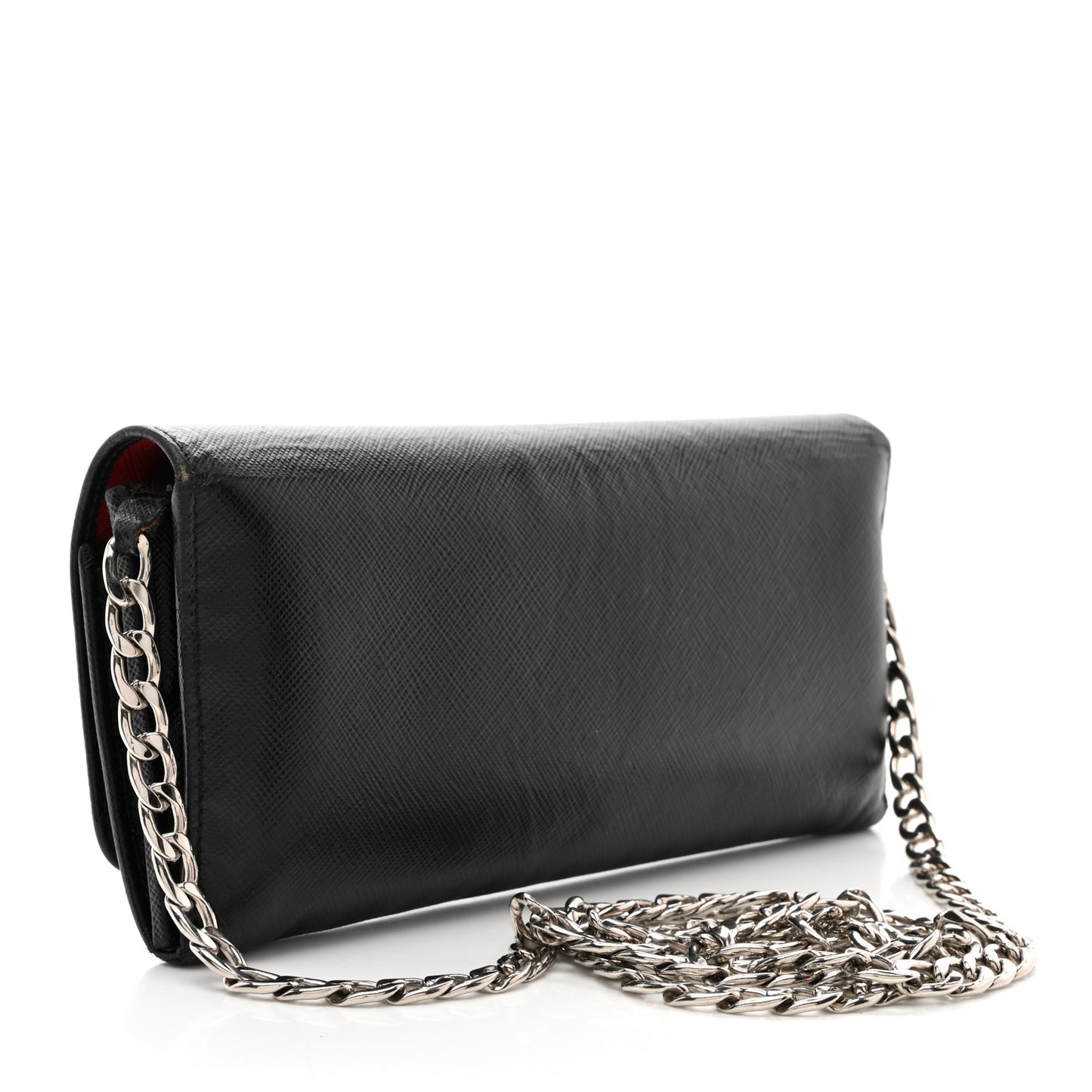 Saffiano Bi-Color Wallet On Chain Black Fuoco