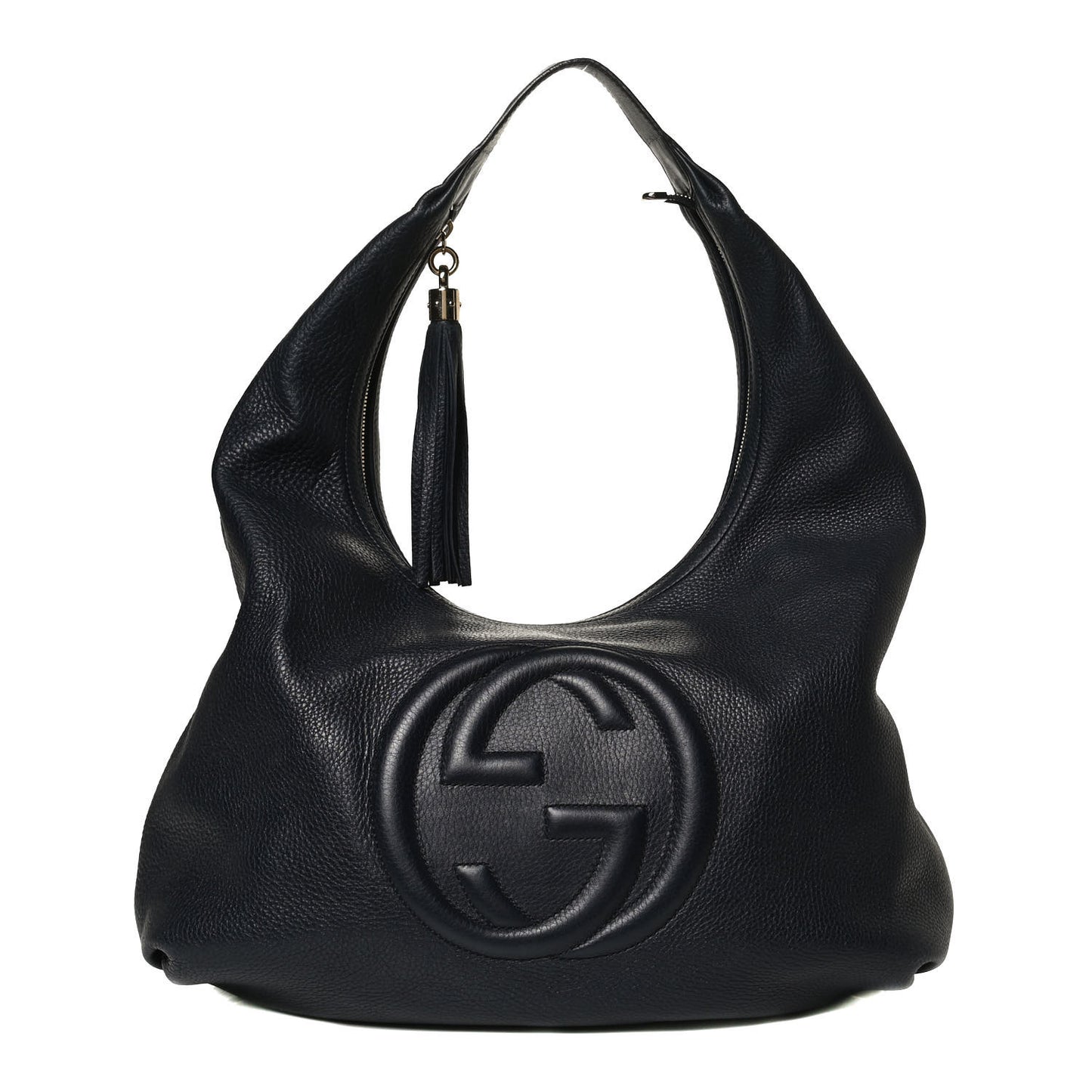 Pebbled Calfskin Large Soho Hobo Dark Blue