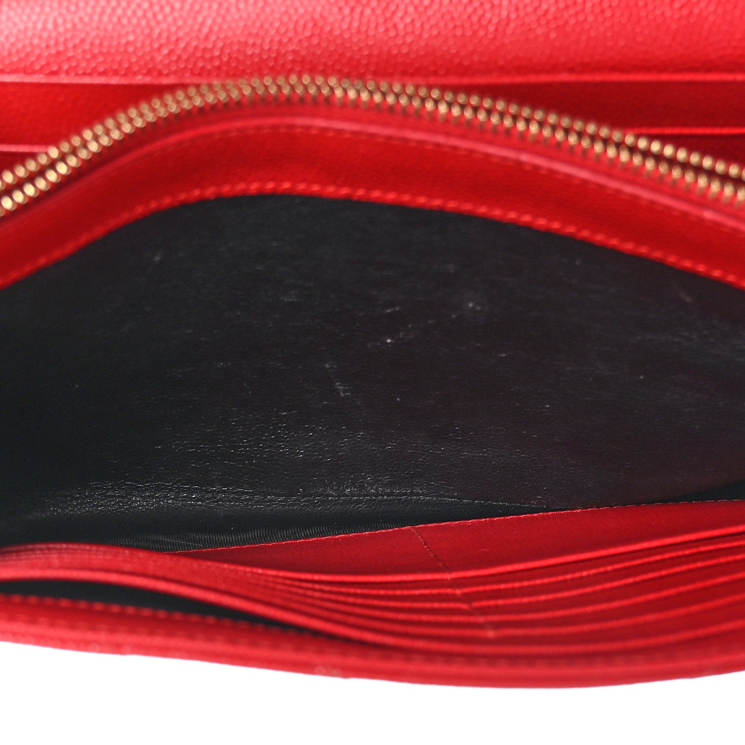 Saint Laurent Grain De Poudre Matelasse Chevron Monogram Chain Wallet New Red 5 of 9
