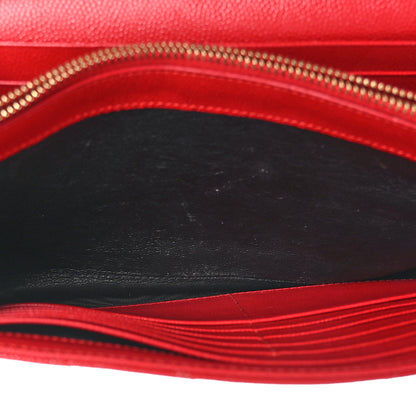 Saint Laurent Grain De Poudre Matelasse Chevron Monogram Chain Wallet New Red 5 of 9