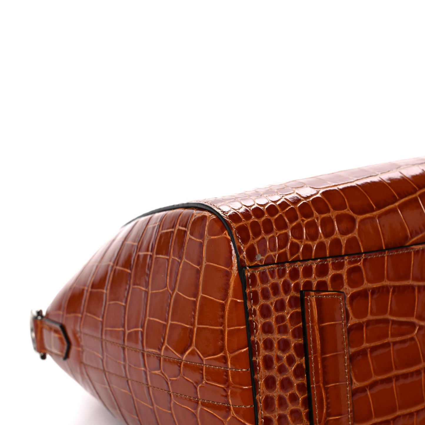 Calfskin Crocodile Embossed Small Antigona Cognac
