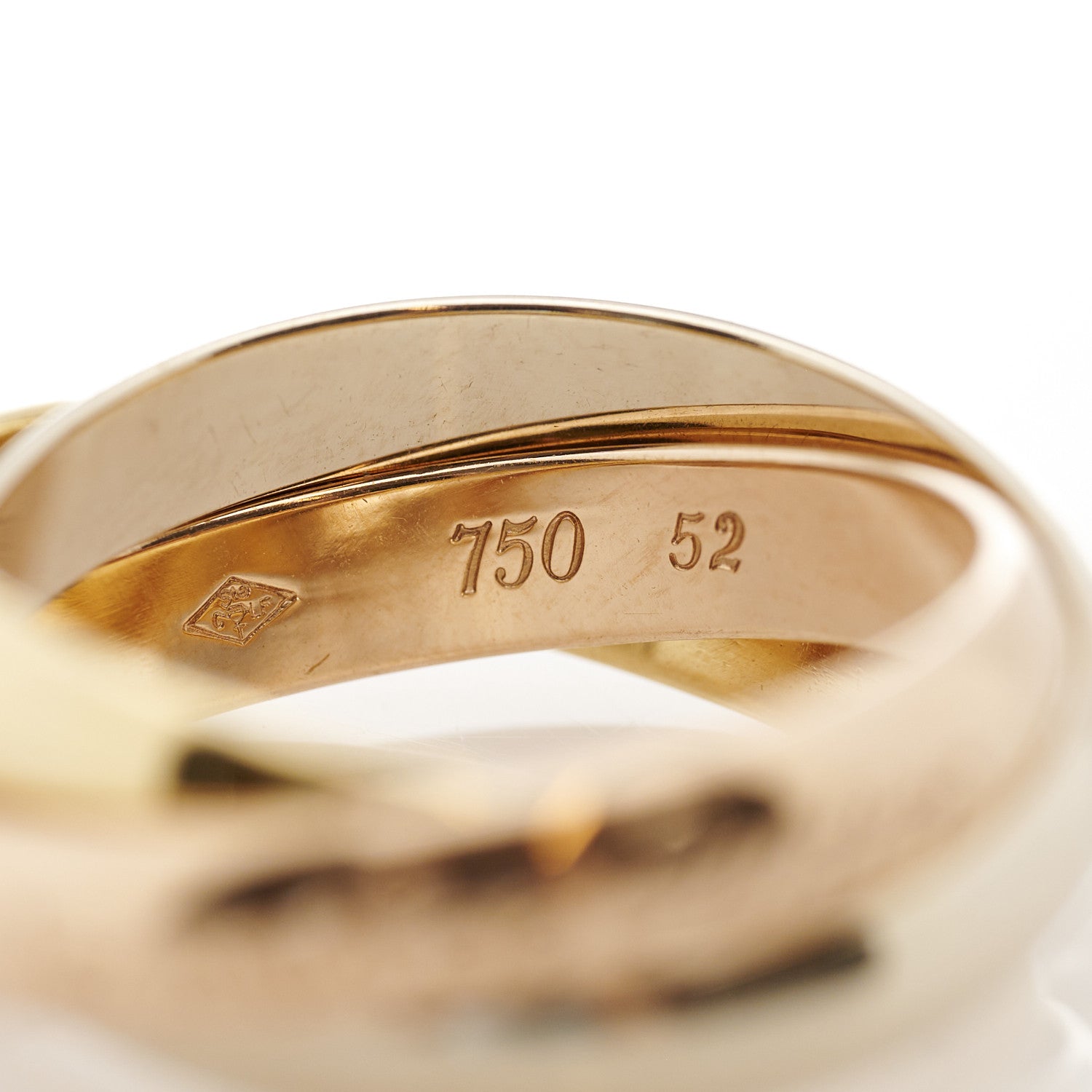 Cartier 18K Pink Yellow White Gold Classic Les Must De Cartier Trinity Ring 52 6 7 of 10