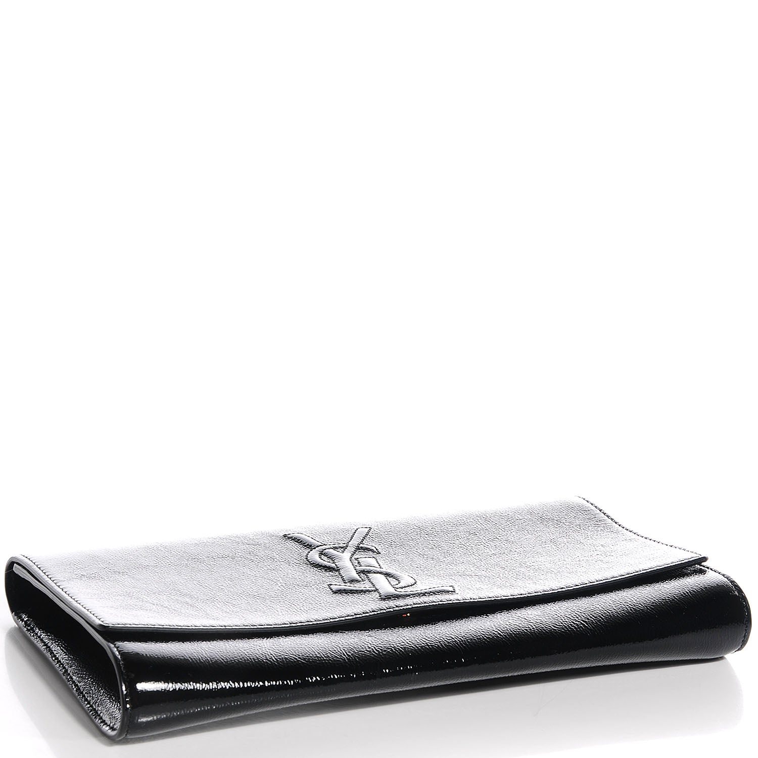 Saint Laurent Textured Patent Monogram Large Belle De Jour Clutch Black 4 of 8