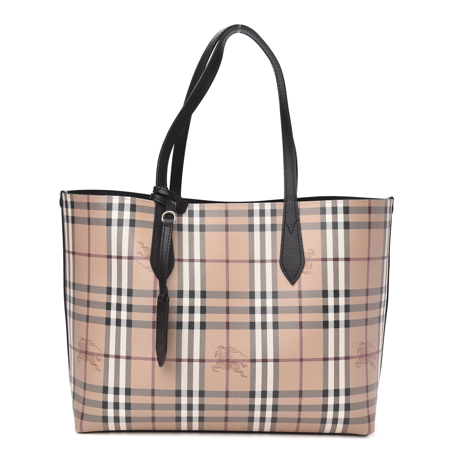 Burberry Grainy Calfskin Haymarket Check Medium Reversible Tote Black 1 of 14