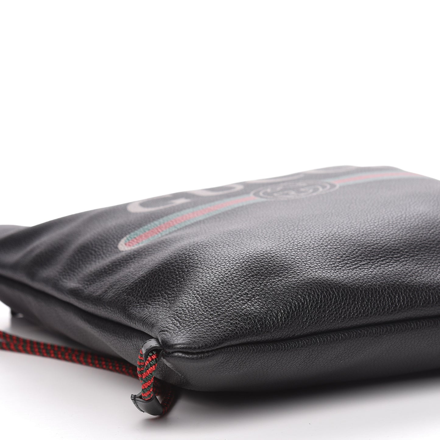 Calfskin Logo Drawstring Backpack Black