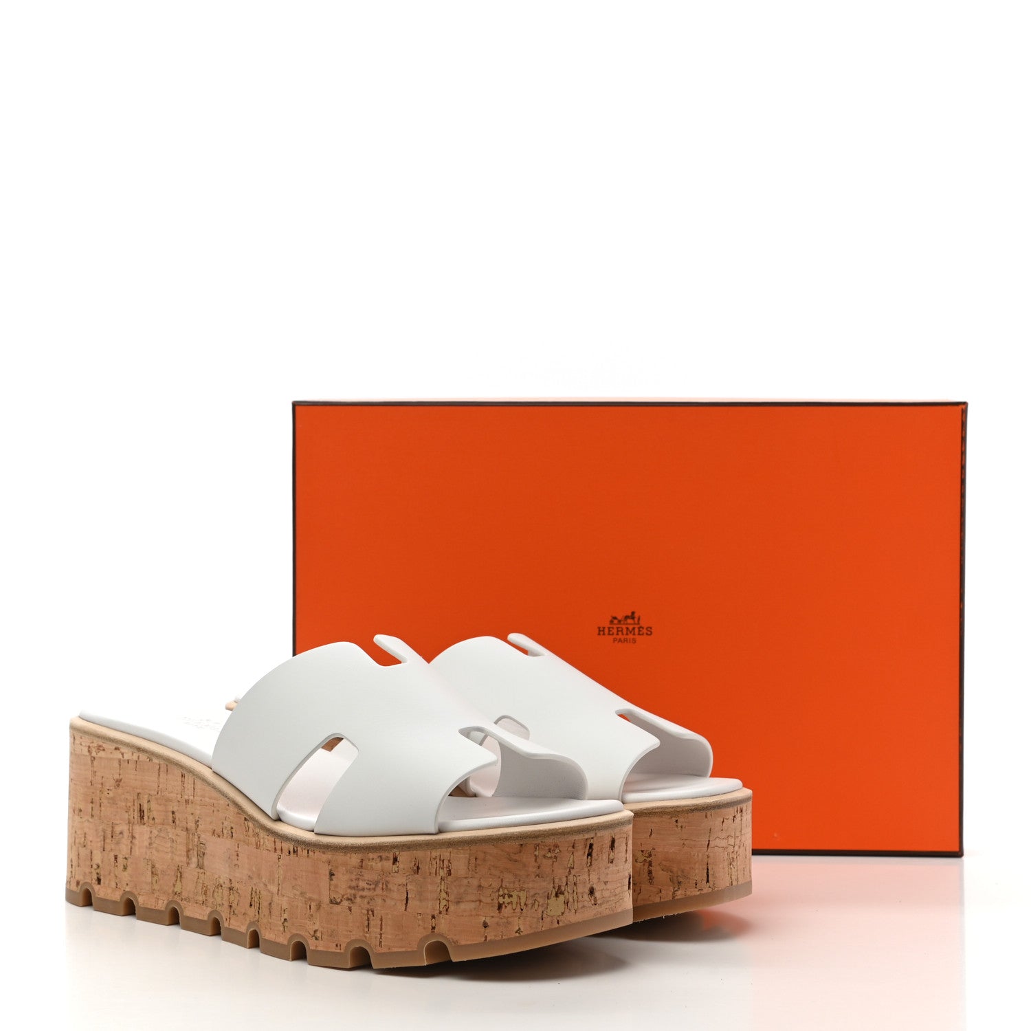 Hermes Calfskin Cork Eze 30 Sandals 39 White 9 of 9